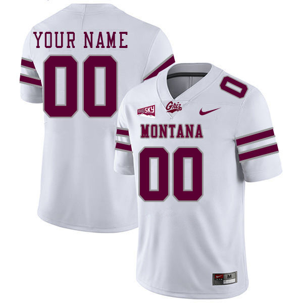 Custom Montana Grizzlies Name And Number College Football Jerseys,Uniforms Stitched-White